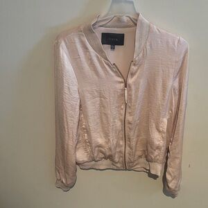 Girls' Light Pink Satin Bomber Jacket